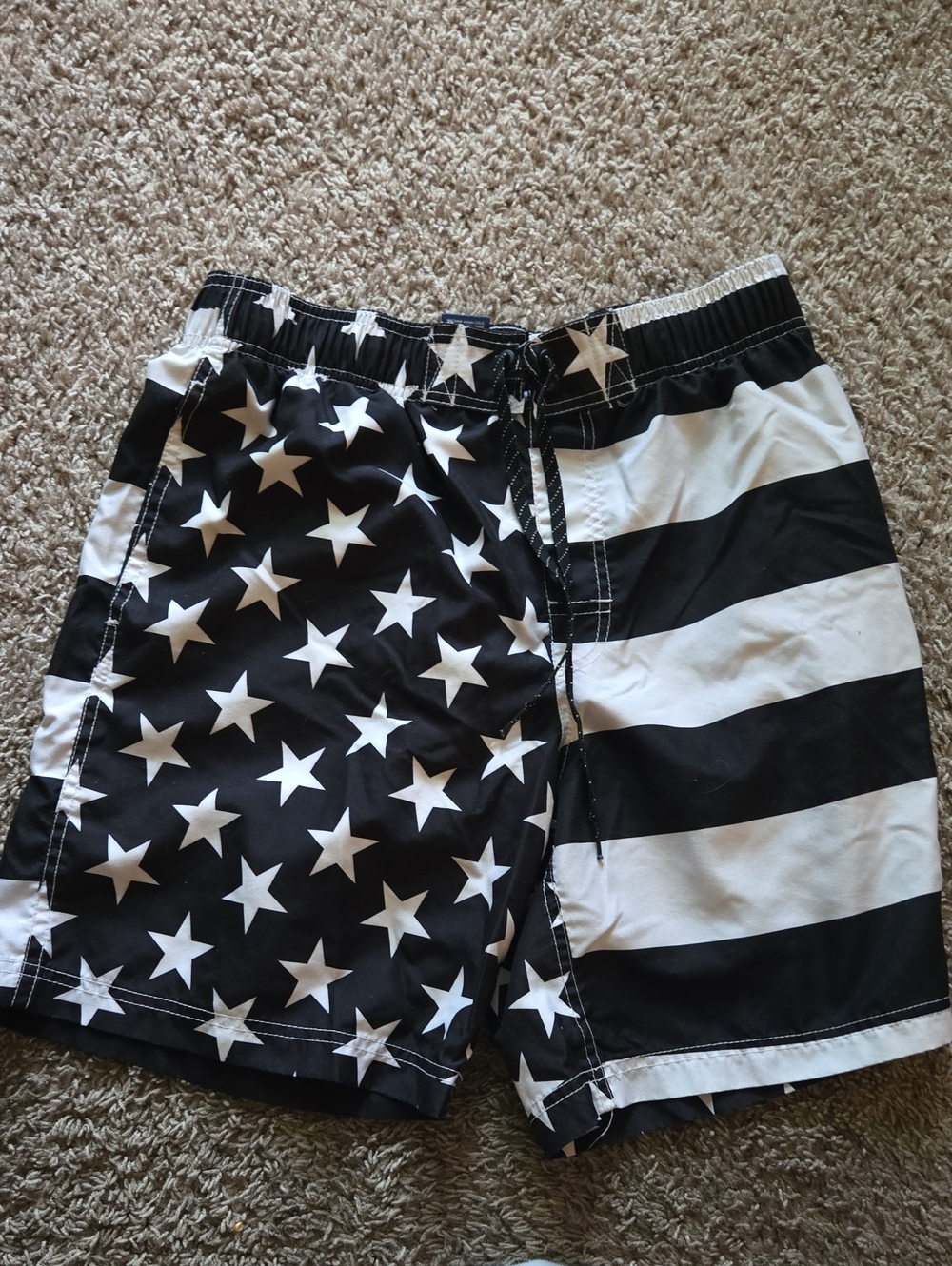 George Black and White Star & Stripe Swim Shorts